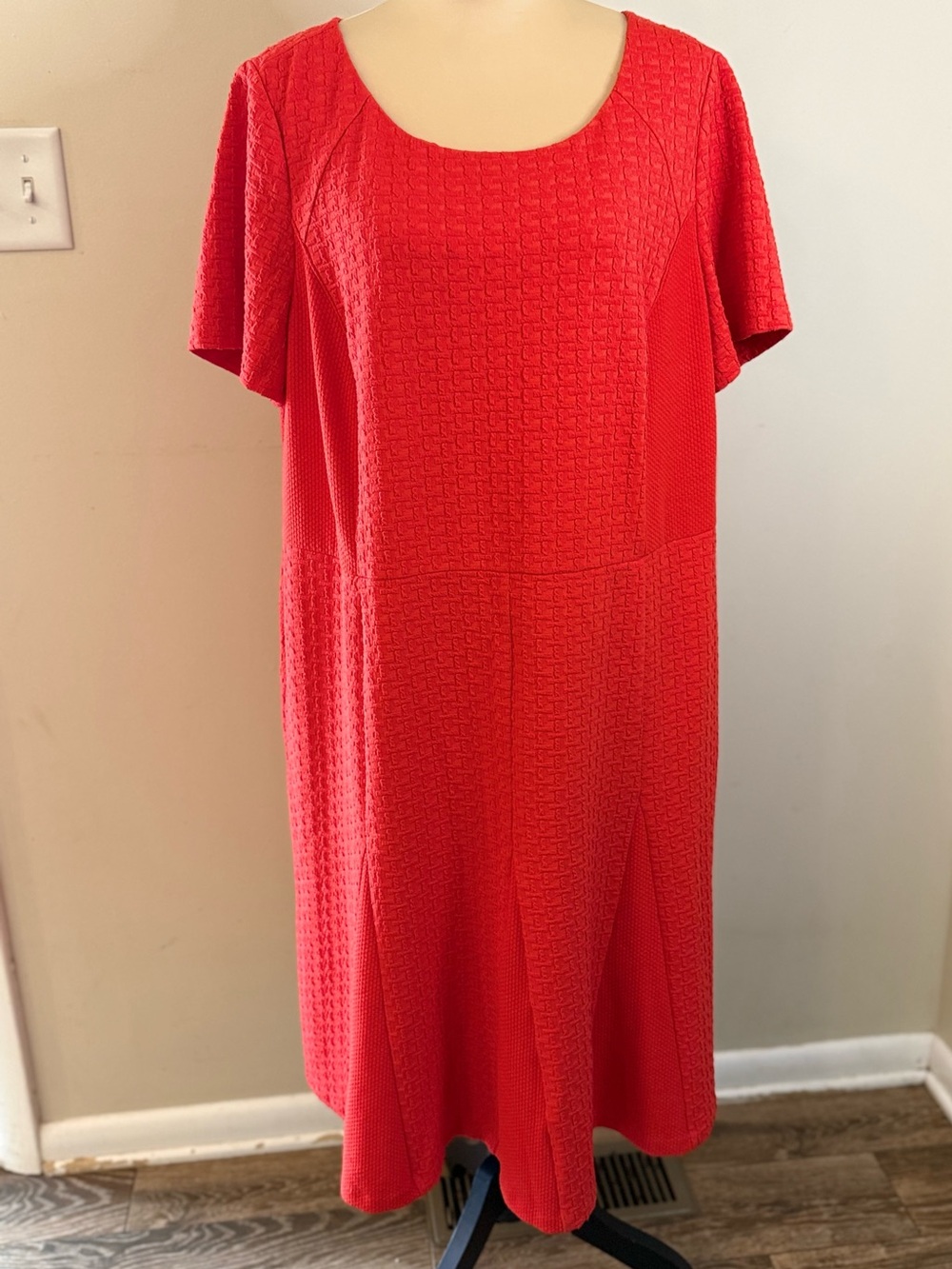 Talbots Woman red maxi short sleeve sheath dress pockets SZ 16W